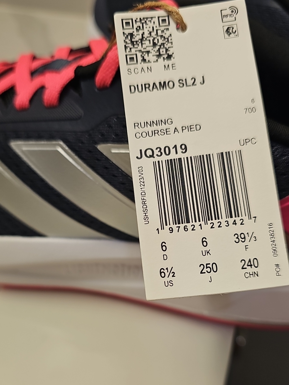 Adidas Duramo SL2 J Kids 6.5 / Women's 7.5 Running Shoes. JQ3019 NIB - Picture 5 of 12